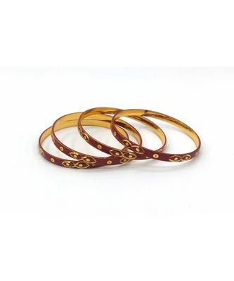 Maroon And Gold Bangle Set Of 4 3