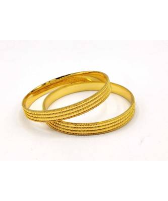 Gold Plated Traditional Designer Plain Bangles Set Of 2 3