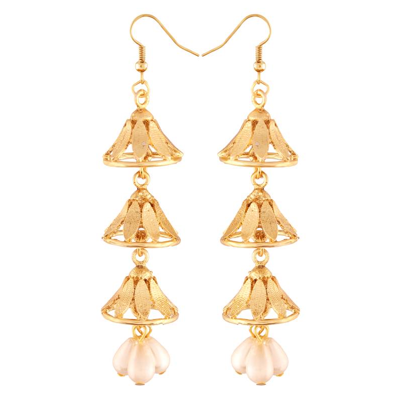 Traditional Gold Plated Kundan & Pearl Earrings For Women