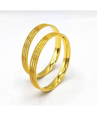 Gold Plated Traditional Designer Plain Bangles Set Of 2 1