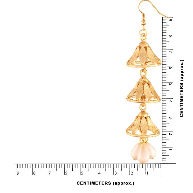 Traditional Gold Plated Kundan & Pearl Earrings For Women