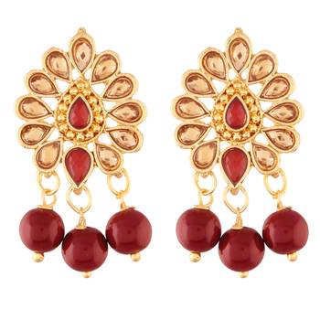 Traditional Gold Plated Kundan & Pearl Earrings For Women 1