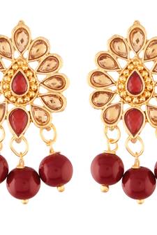 Traditional Gold Plated Kundan & Pearl Earrings For Women