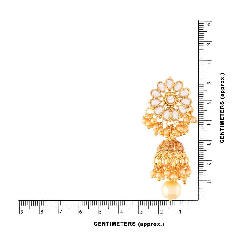 Traditional Gold Plated Kundan & Pearl Jhumki Earrings For Women