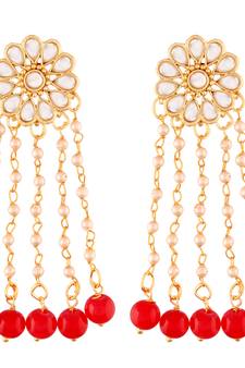Traditional Gold Plated Kundan & Pearl Earrings For Women
