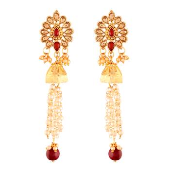 Traditional Gold Plated Kundan & Pearl Earrings For Women 1
