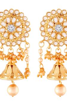 Traditional Gold Plated Kundan & Pearl Jhumki Earrings For Women