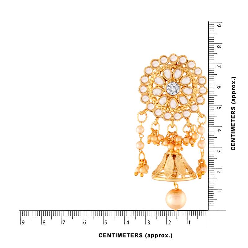 Traditional Gold Plated Kundan & Pearl Jhumki Earrings For Women