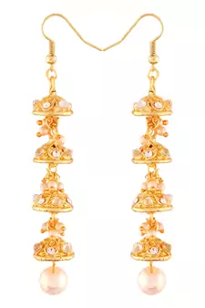 Traditional Gold Plated Stone Studded & Pearl Earrings For Women