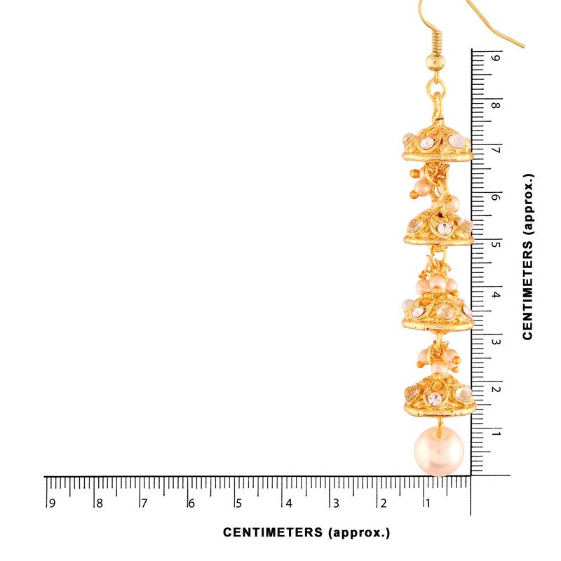 Traditional Gold Plated Stone Studded & Pearl Earrings For Women