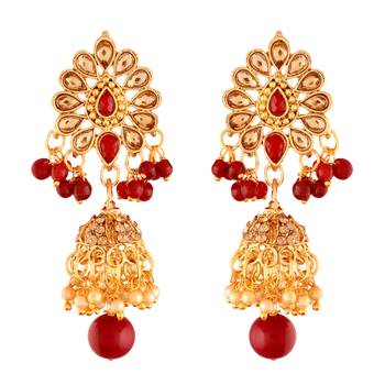 Traditional Gold Plated Kundan & Pearl Jhumki Earrings For Women 1