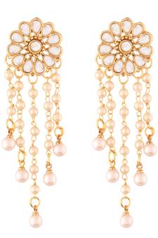 Traditional Gold Plated Kundan & Pearl Earrings For Women