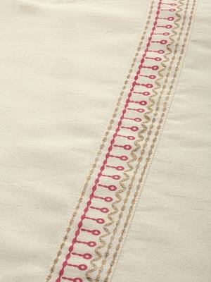 Women's Cream Colour Foli Print Straight Polysilk Kurta With Pant 4