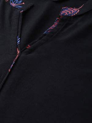 Women's Black Colour Foil Print Straight Rayon Kurta With Palazzo 4