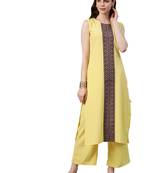Women's Yellow Colour Solid Straight Crepe Kurta With Palazzo