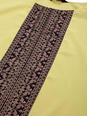 Women's Yellow Colour Solid Straight Crepe Kurta With Palazzo 4