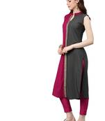 Women's Pink Colour Solid Straight Crepe Kurta With Pant