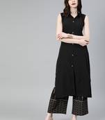Women's Black Colour Solid Straight Crepe Kurta