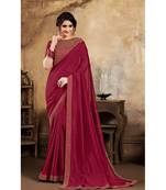 brown Poly Silk Stone Work and Embroidered Border Fancy Designer Saree