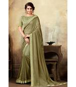 Green Poly Silk Stone Work and Embroidered Border Fancy Designer Saree
