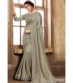 Green Poly Silk Stone Work and Embroidered Border Fancy Designer Saree