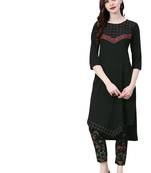 Women's Black Colour Solid Straight Crepe Kurta