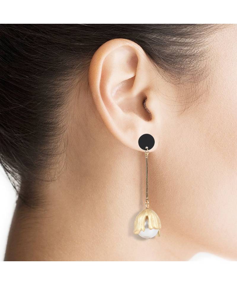 Gold Plated Fancy Pearl Drop Earrings For Women