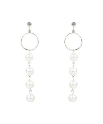 Silver Plated Fancy Pearl Dangle Earrings For Women 1