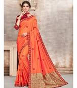 Orange Poly Silk Embroidered Designer Saree