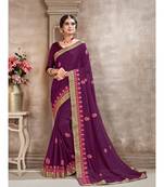 Purple Poly Silk Embroidered Designer Saree