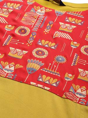 Women's Musturad Colour Foli Print Straight Rayon Kurta 4