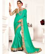 Green Poly Silk Stone work with Big Border Fancy Designer Saree