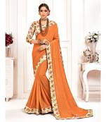Mustard Poly Silk Stone work with Big Border Fancy Designer Saree