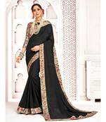 Black Poly Silk Stone work with Big Border Fancy Designer Saree
