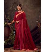 Red Poly Silk Embroidered Heavy Work Designer Saree