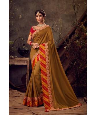 green Poly Silk Embroidered Heavy Work Designer Saree 1