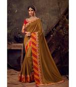 green Poly Silk Embroidered Heavy Work Designer Saree