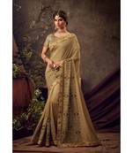 Gold Poly Silk Embroidered Heavy Work Designer Saree