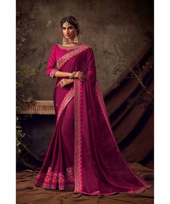 brown Poly Silk Embroidered Heavy Work Designer Saree 1