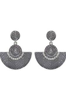 Oxidized Silver Chandbali Earrings For Women