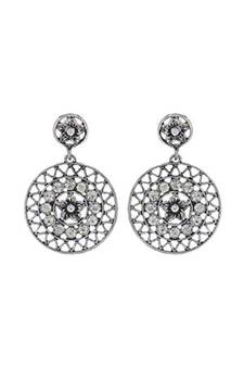 Oxidized Silver Chandbali Cz Stone Studded Earrings For Women