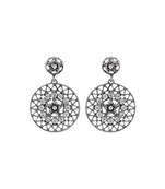Oxidized Silver Chandbali Cz Stone Studded Earrings For Women