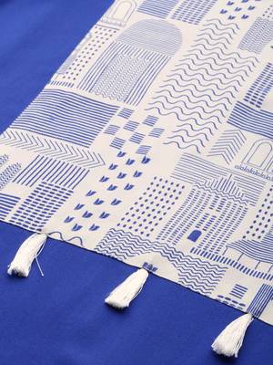 Women's Royal Blue Colour Khadi Print Straight Rayon Kurta 4