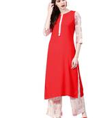 Women's Red Colour Khadi Print Straight Rayon Kurta