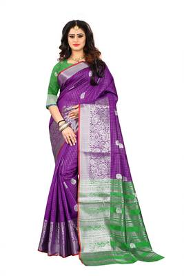 Purple Woven Jacquard Saree With Blouse 1