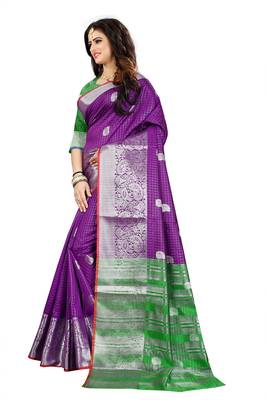 Purple Woven Jacquard Saree With Blouse 2
