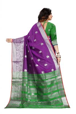 Purple Woven Jacquard Saree With Blouse 3