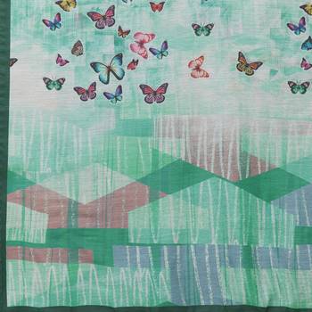 Sea Green Colored Digital Print Soft Chanderi Dupatta with Tassels 5