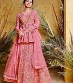 Pink embroidered pure silk salwar