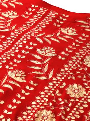 Women's Red Colour Khadi Print Straight Rayon Kurta 4